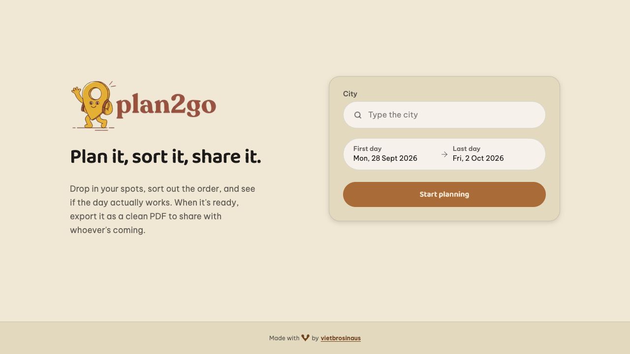 Plan2Go app interface